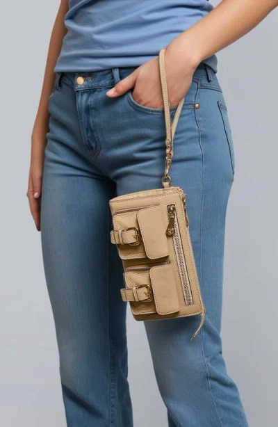 Aimee Kestenberg Saddle-up Leather Wristlet Clutch In Brown