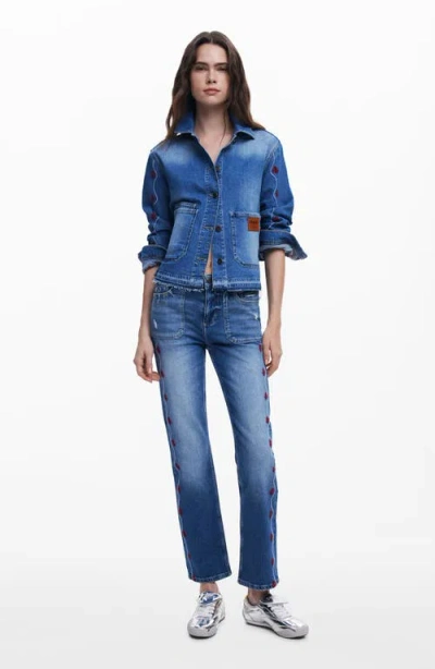 Desigual Denim Trucker Jacket In Blue