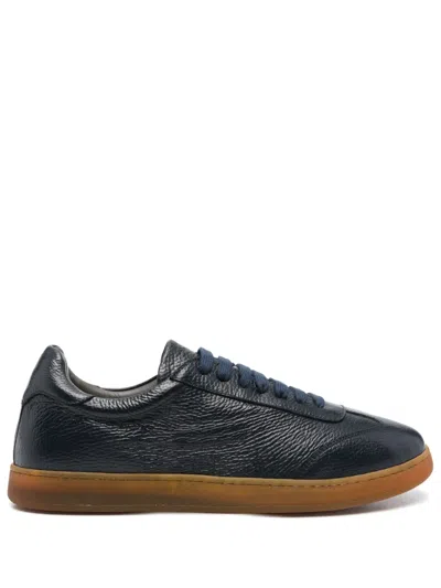 Corneliani Leather Low-top Sneakers In Blue