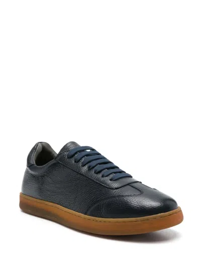 Corneliani Leather Low-top Sneakers In Blue