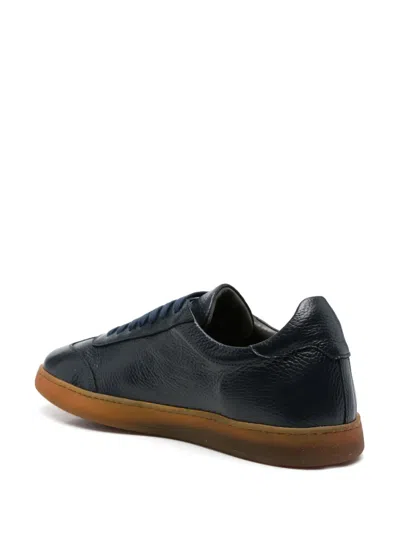 Corneliani Leather Low-top Sneakers In Blue