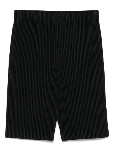 Issey Miyake Ribbed Texture Elastic Waistband Bermuda Shorts