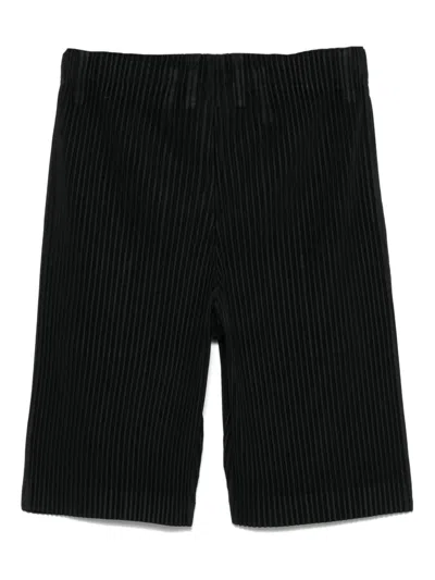 Issey Miyake Ribbed Texture Elastic Waistband Bermuda Shorts