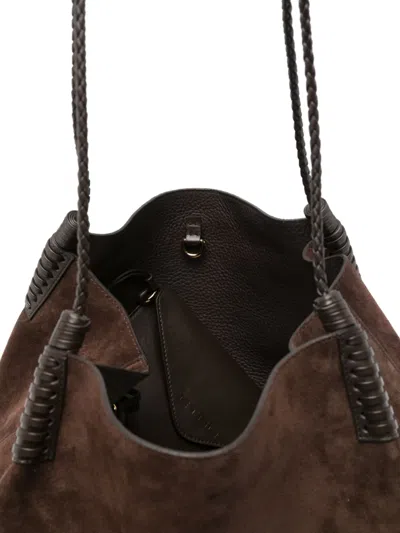 Etro Small Libra Braided Suede Shoulder Bag In Brown