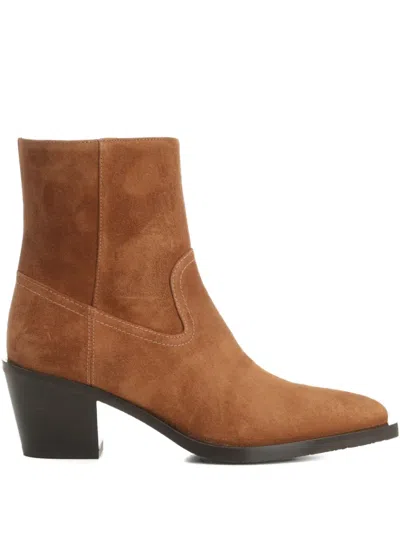 Stuart Weitzman Suede Block Heel Ankle Boots In Multi
