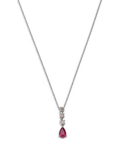 Bloomingdale's Fine Collection Ruby & Diamond Linear Pendant Necklace In 14k White Gold, 20