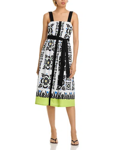 T Tahari Printed Square Neck Midi Dress