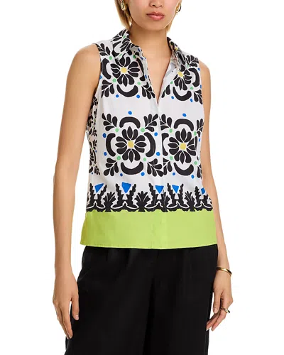 T Tahari Sleeveless Button Down Cotton Blouse