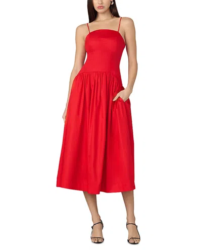 Joe's Jeans The Mara Tie-strap A-line Midi Dress In Red