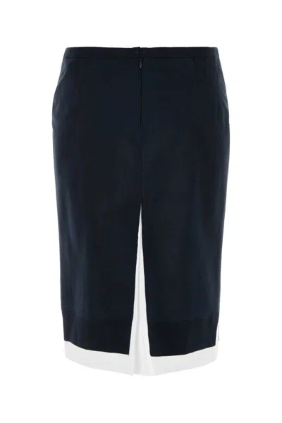 Miu Miu Stretch Silk Blend Skirt With Back Slit