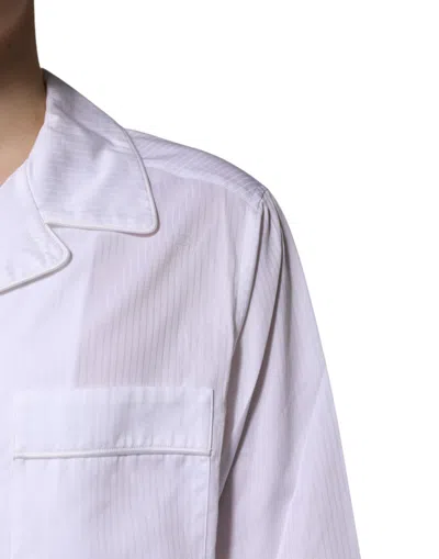Dolce & Gabbana White Cotton Shirt Pants Pajama Set Sleepwear In White