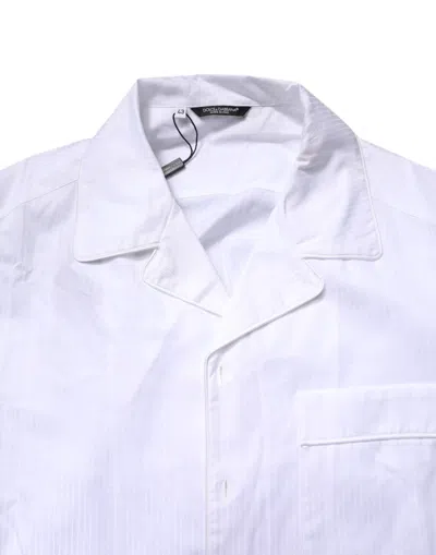 Dolce & Gabbana White Cotton Shirt Pants Pajama Set Sleepwear In White