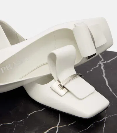 Prada Leather Pumps In White
