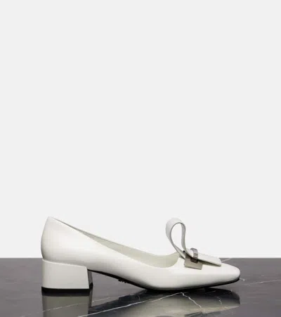 Prada Leather Pumps In White