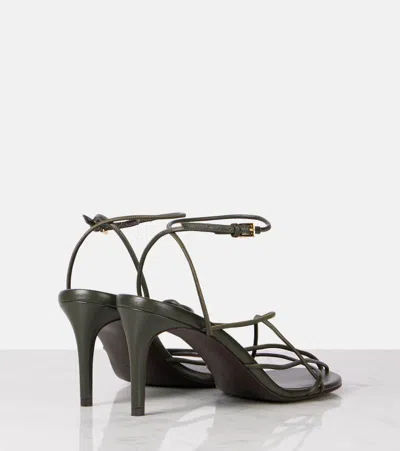 Khaite 75mm Loulou Leather Sandals In Black