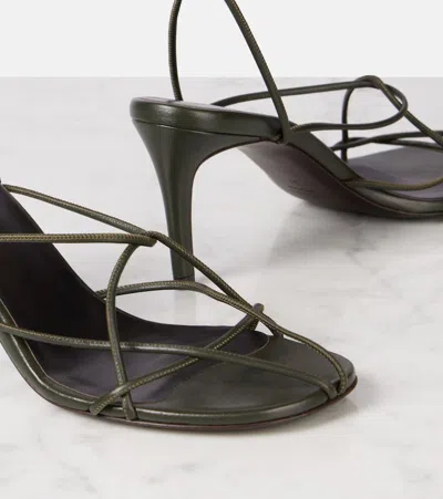 Khaite 75mm Loulou Leather Sandals In Black