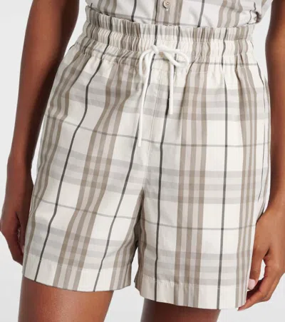 Burberry Cotton Check Drawstring Shorts In Gray