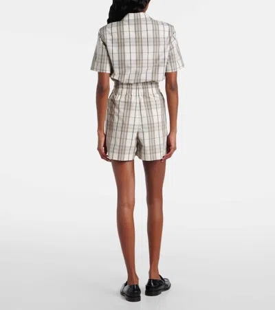 Burberry Cotton Check Drawstring Shorts In Gray
