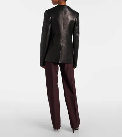 Khaite Jameson Single-breasted Leather Collarless Jacket In Black