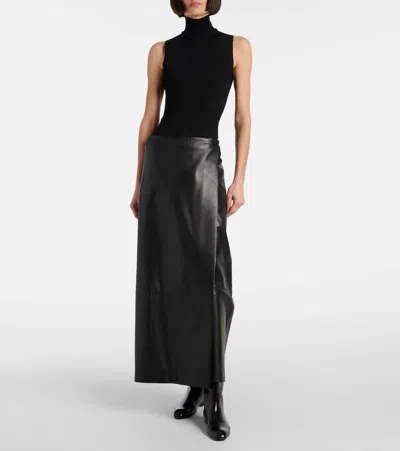 Khaite Benita Ribbed-knit Turtleneck Top In Black