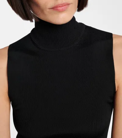 Khaite Benita Ribbed-knit Turtleneck Top In Black