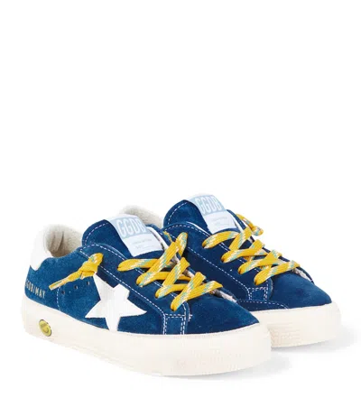 Golden Goose May Suede Sneakers With White Leather Star And Heel Tab In Blue