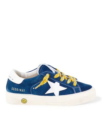 Golden Goose May Suede Sneakers With White Leather Star And Heel Tab In Blue