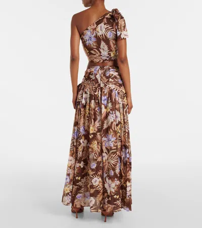Zimmermann Coco Belted Pleated Floral-print Cotton-voile Maxi Skirt In Multi