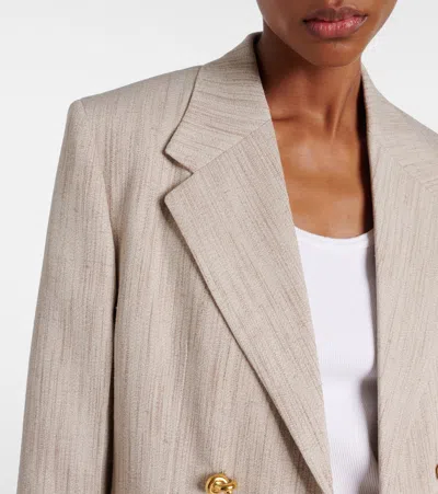 Bottega Veneta Womens Grey Putty Knot Notch-lapels Woven Blazer In Neutral