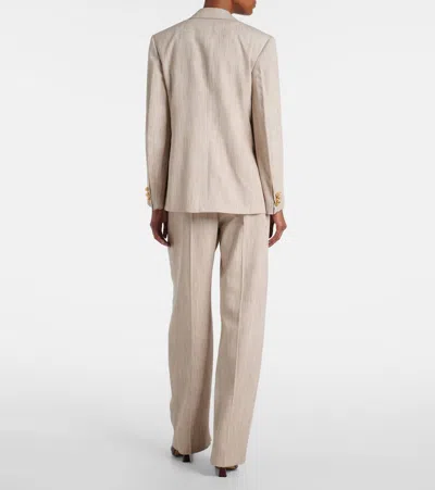 Bottega Veneta Womens Grey Putty Knot Notch-lapels Woven Blazer In Neutral