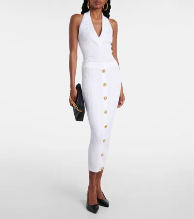 Balmain Cable Knit Halterneck Cropped Top