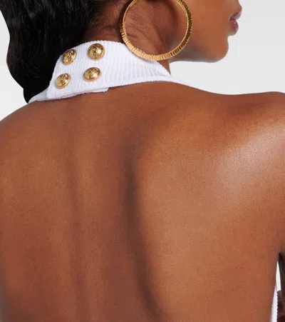 Balmain Cable Knit Halterneck Cropped Top