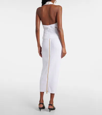 Balmain Cable Knit Halterneck Cropped Top