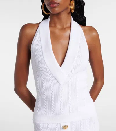 Balmain Cable Knit Halterneck Cropped Top