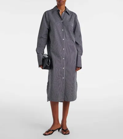 Totême Toteme Women Striped Kimono-sleeve Shirtdress In Gray