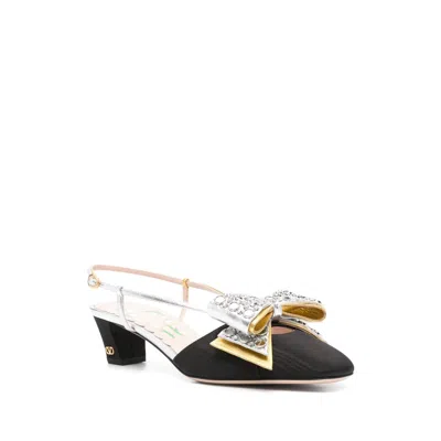 Valentino Slingback Decollete Bowow In Moire Tissue