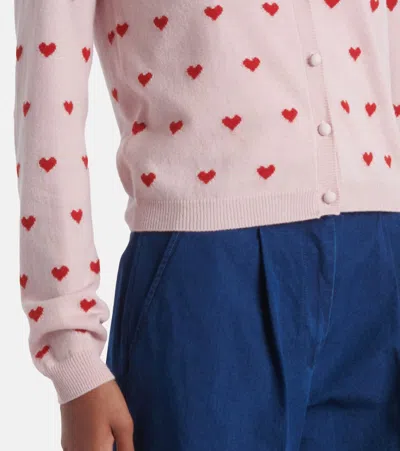 Valentino Garavani Heart Jacquard Cashmere Cardigan In Pink