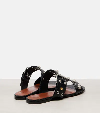 Valentino Garavani Nellcôte Slide Sandal In Grainy Calfskin Woman Black 41