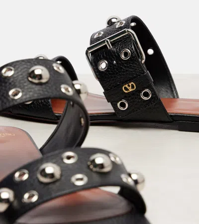 Valentino Garavani Nellcôte Slide Sandal In Grainy Calfskin Woman Black 41