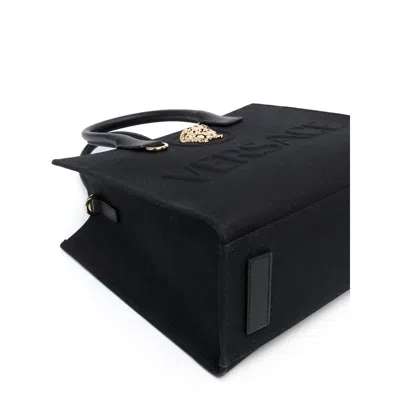 Versace Small Medusa Canvas Tote Bag In Black