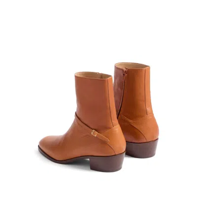 Valentino Pat Ankle Boot In Kidskin In Brown