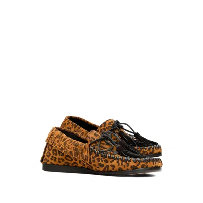 Isabel Marant Fitza Fringed Leather-trimmed Leopard-print Suede Loafers In Animal Print
