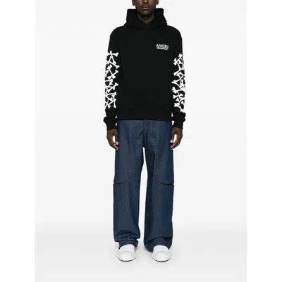 Amiri Cotton Sweatshirt Featuring Bone Print In Black