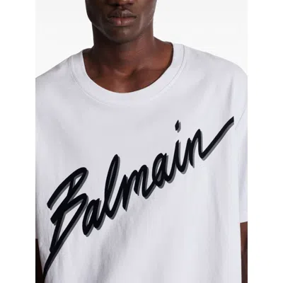 Balmain White Crewneck T-shirt With Maxi Logo Lettering On The Front