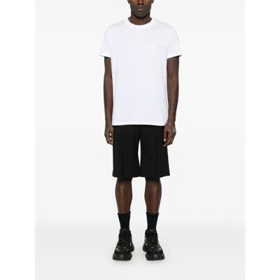 Balmain White Crewneck T-shirt With Logo Lettering On The Front In Cotton Man