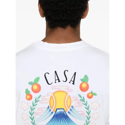 Casablanca T-shirt Girocollo Con Logo Sul Fronte In Cotone Bianca Uomo