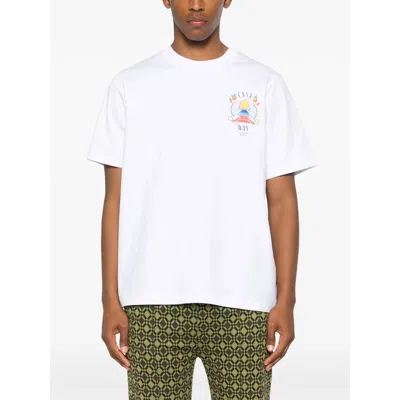 Casablanca T-shirt Girocollo Con Logo Sul Fronte In Cotone Bianca Uomo