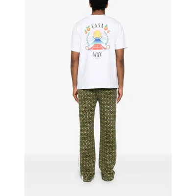 Casablanca T-shirt Girocollo Con Logo Sul Fronte In Cotone Bianca Uomo