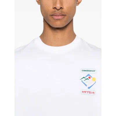 Casablanca White Cotton T-shirt With Print In Pattern