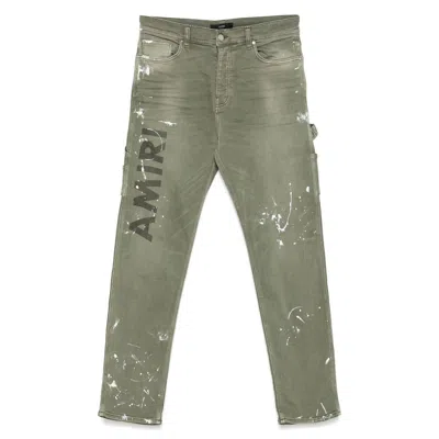 Amiri Khaki Army Logo Painted Slim Workman Jeans